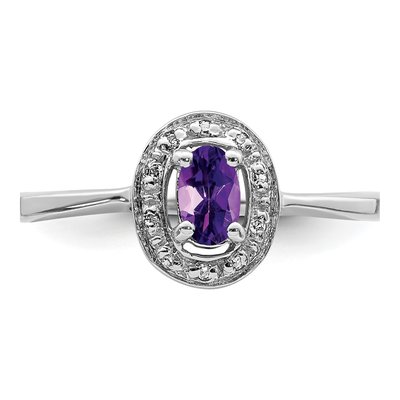 Sterling Silver Amethyst & Diamond Ring – view 6