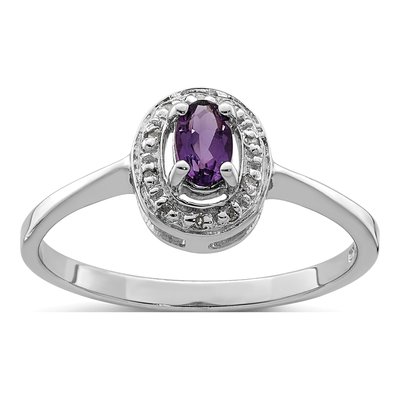 Sterling Silver Amethyst & Diamond Ring