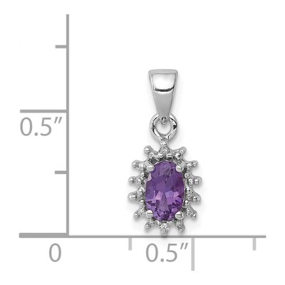 Sterling Silver Amethyst & Diamond Pendant – view 4