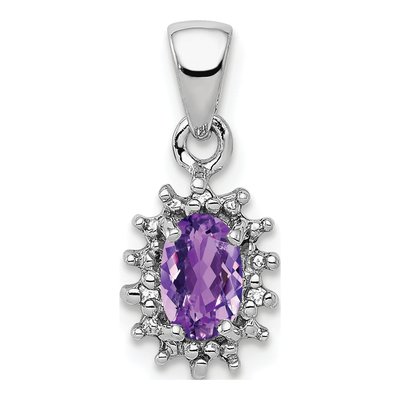 Sterling Silver Amethyst & Diamond Pendant