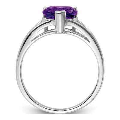 Sterling Silver Amethyst & Diamond Heart Ring – view 3