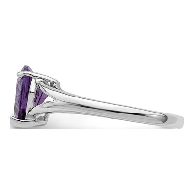 Sterling Silver Amethyst & Diamond Heart Ring – view 4