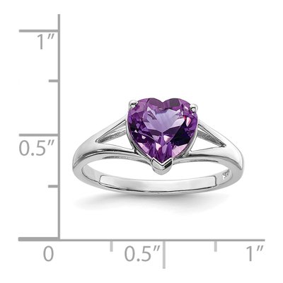 Sterling Silver Amethyst & Diamond Heart Ring – view 5