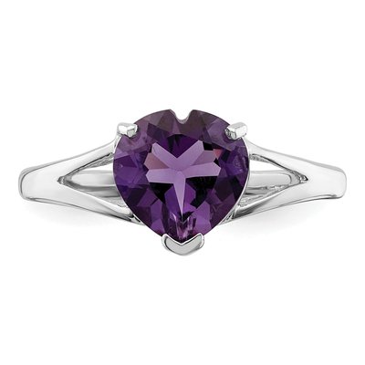 Sterling Silver Amethyst & Diamond Heart Ring – view 6