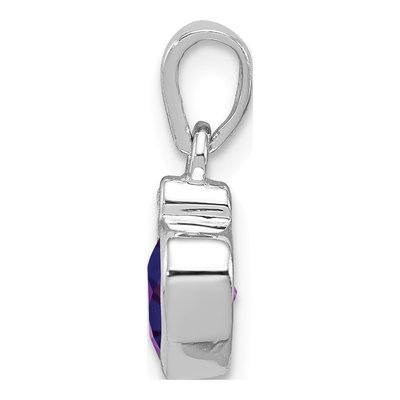 Sterling Silver Amethyst & Diamond Heart Pendant – view 3