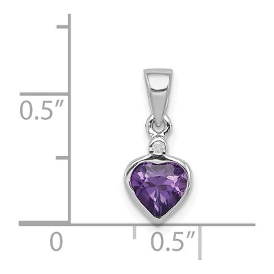 Sterling Silver Amethyst & Diamond Heart Pendant – view 4