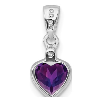 Sterling Silver Amethyst & Diamond Heart Pendant – view 5