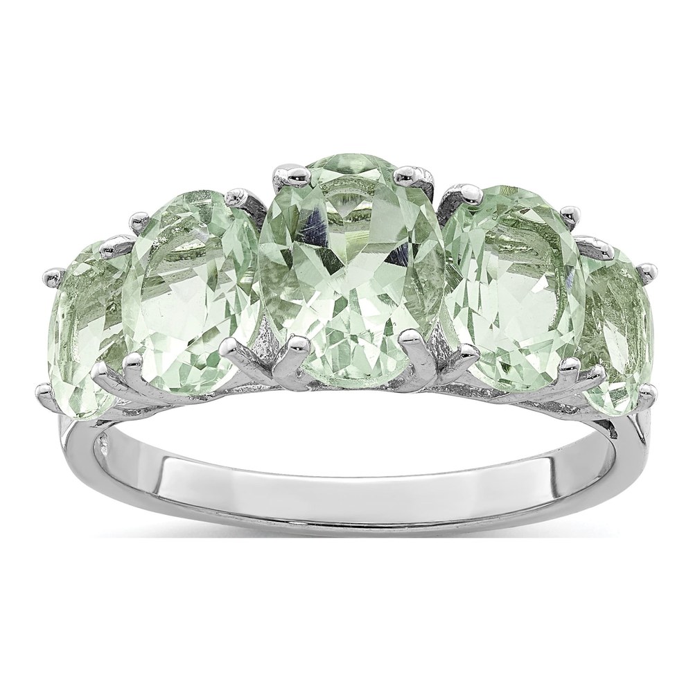 Sterling Silver Green Quartz Ring, Size 6