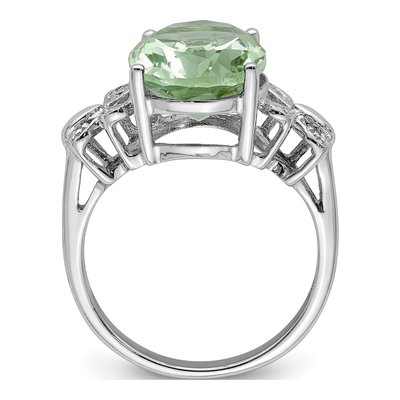 Sterling Silver Prasiolite & Diamond Ring – view 3