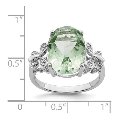 Sterling Silver Prasiolite & Diamond Ring – view 4