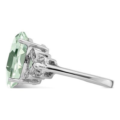 Sterling Silver Prasiolite & Diamond Ring – view 5
