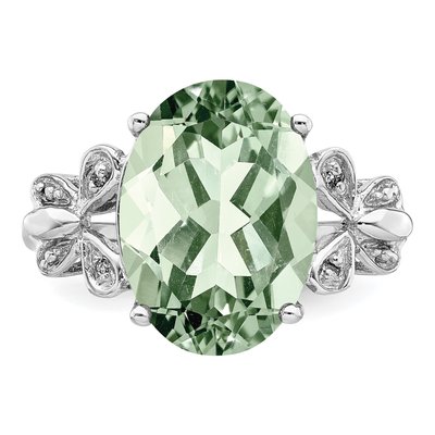 Sterling Silver Prasiolite & Diamond Ring – view 6