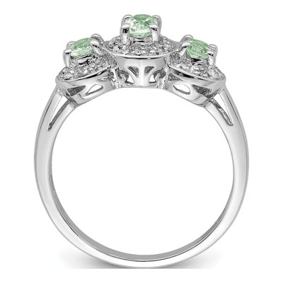 Sterling Silver Green Quartz & Diamond Bezel Ring – view 3