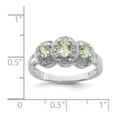 Sterling Silver Green Quartz & Diamond Bezel Ring – view 4