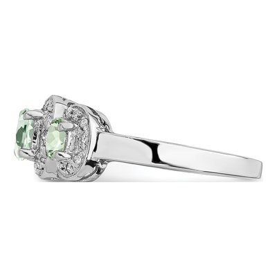 Sterling Silver Green Quartz & Diamond Bezel Ring – view 5