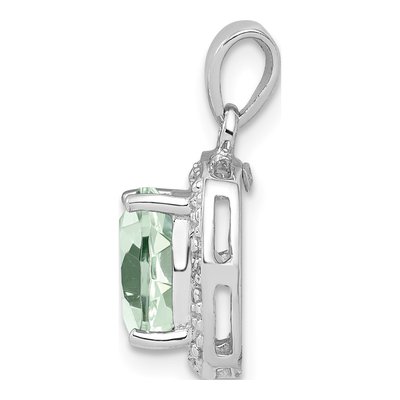 Sterling Silver Prasiolite & Diamond Pendant – view 3