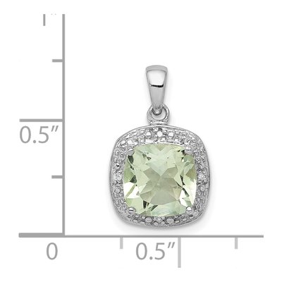 Sterling Silver Prasiolite & Diamond Pendant – view 4