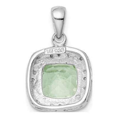 Sterling Silver Prasiolite & Diamond Pendant – view 5