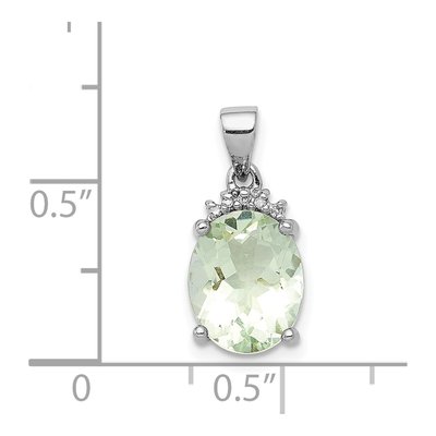 Sterling Silver Prasiolite & Diamond Pendant – view 4