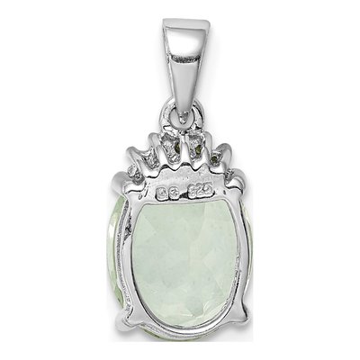 Sterling Silver Prasiolite & Diamond Pendant – view 5
