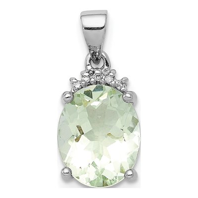 Sterling Silver Prasiolite & Diamond Pendant