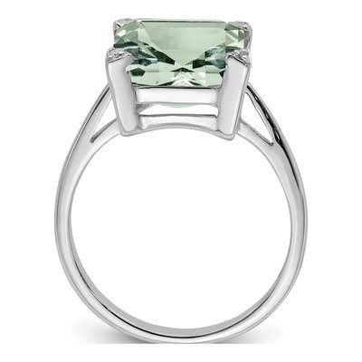 Sterling Silver Prasiolite & Diamond Ring – view 3