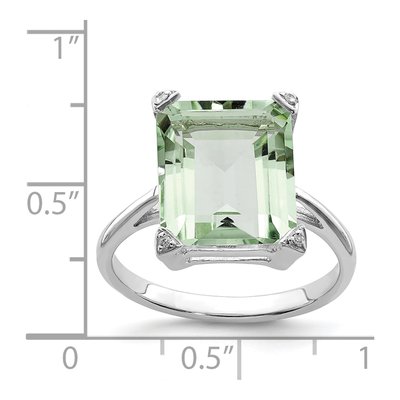 Sterling Silver Prasiolite & Diamond Ring – view 4