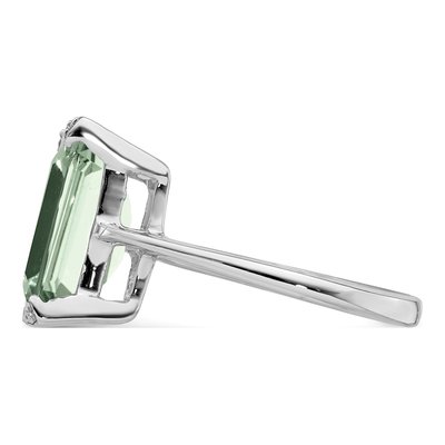 Sterling Silver Prasiolite & Diamond Ring – view 5