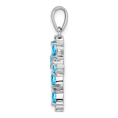 Sterling Silver Swiss Blue Topaz & Diamond Cross Pendant – view 3