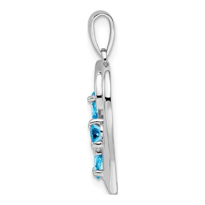 Sterling Silver Sky Blue Topaz & Diamond Butterfly Heart Pendant – view 3