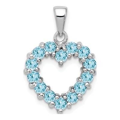 Sterling Silver Sky Blue Topaz Heart Pendant