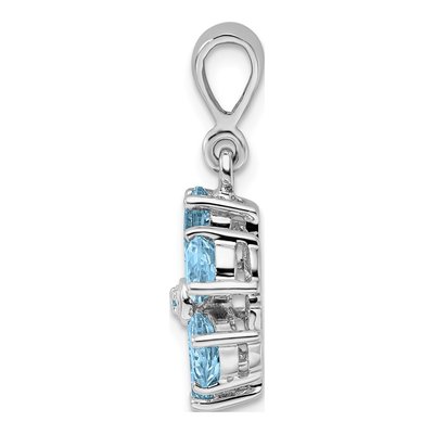 Sterling Silver Sky Blue Topaz & Diamond Flower Pendant – view 3