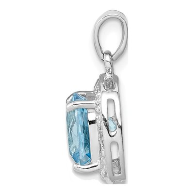 Sterling Silver Swiss Blue Topaz & Diamond Pendant – view 3