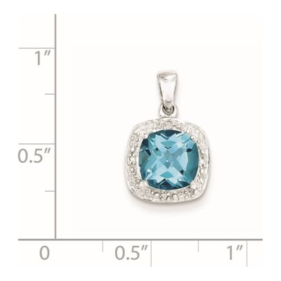 Sterling Silver Swiss Blue Topaz & Diamond Pendant – view 4