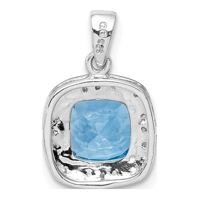 Sterling Silver Swiss Blue Topaz & Diamond Pendant – view 5