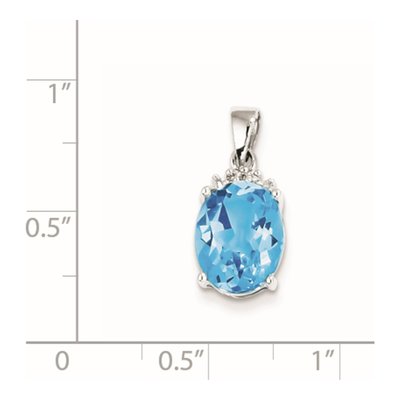 Sterling Silver Sky Blue Topaz & Diamond Pendant – view 4