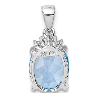 Sterling Silver Sky Blue Topaz & Diamond Pendant – view 5