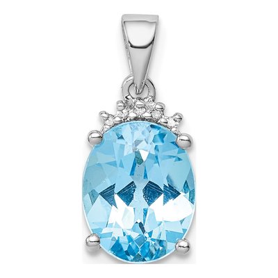 Sterling Silver Sky Blue Topaz & Diamond Pendant