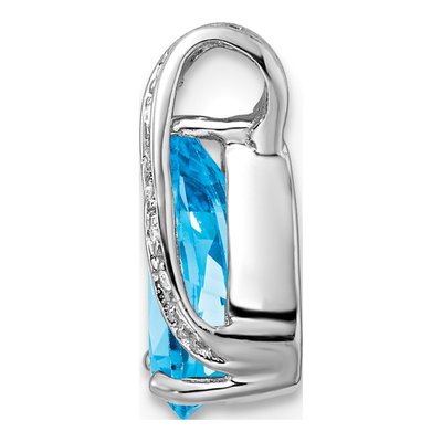 Sterling Silver Swiss Blue Topaz & Diamond Pear Pendant – view 3