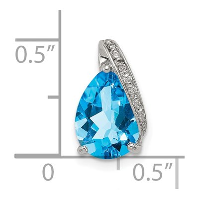 Sterling Silver Swiss Blue Topaz & Diamond Pear Pendant – view 4