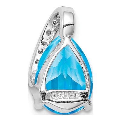 Sterling Silver Swiss Blue Topaz & Diamond Pear Pendant – view 5