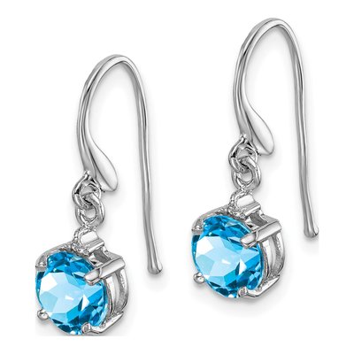 Sterling Silver Swiss Blue Topaz & Diamond Wire Dangle Earrings – view 3