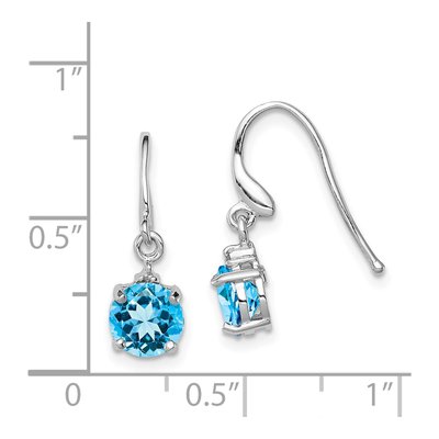Sterling Silver Swiss Blue Topaz & Diamond Wire Dangle Earrings – view 5