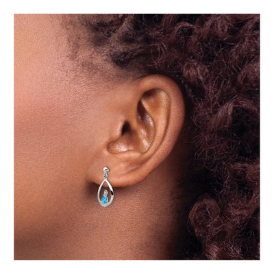 Sterling Silver Swiss Blue Topaz & Diamond Dangle Earrings – view 4