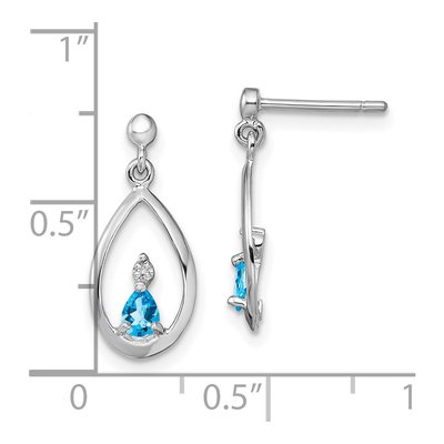 Sterling Silver Swiss Blue Topaz & Diamond Dangle Earrings – view 5