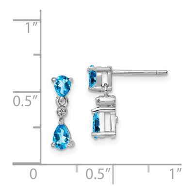 Sterling Silver Swiss Blue Topaz & Diamond Dangle Earrings – view 5