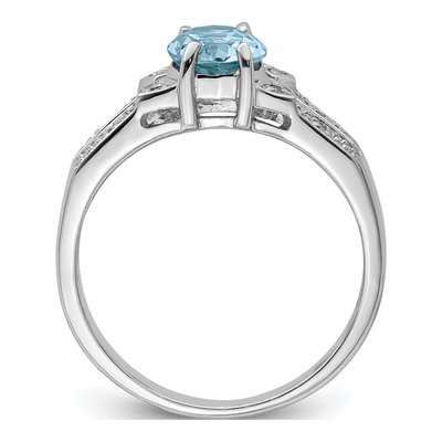 Sterling Silver Swiss Blue Topaz & Diamond Ring – view 2