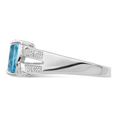 Sterling Silver Swiss Blue Topaz & Diamond Ring – view 3