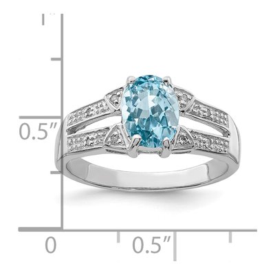 Sterling Silver Swiss Blue Topaz & Diamond Ring – view 4
