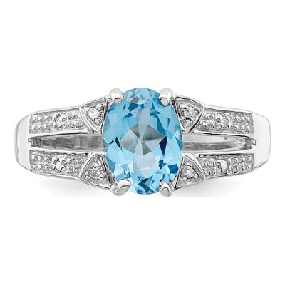 Sterling Silver Swiss Blue Topaz & Diamond Ring – view 5